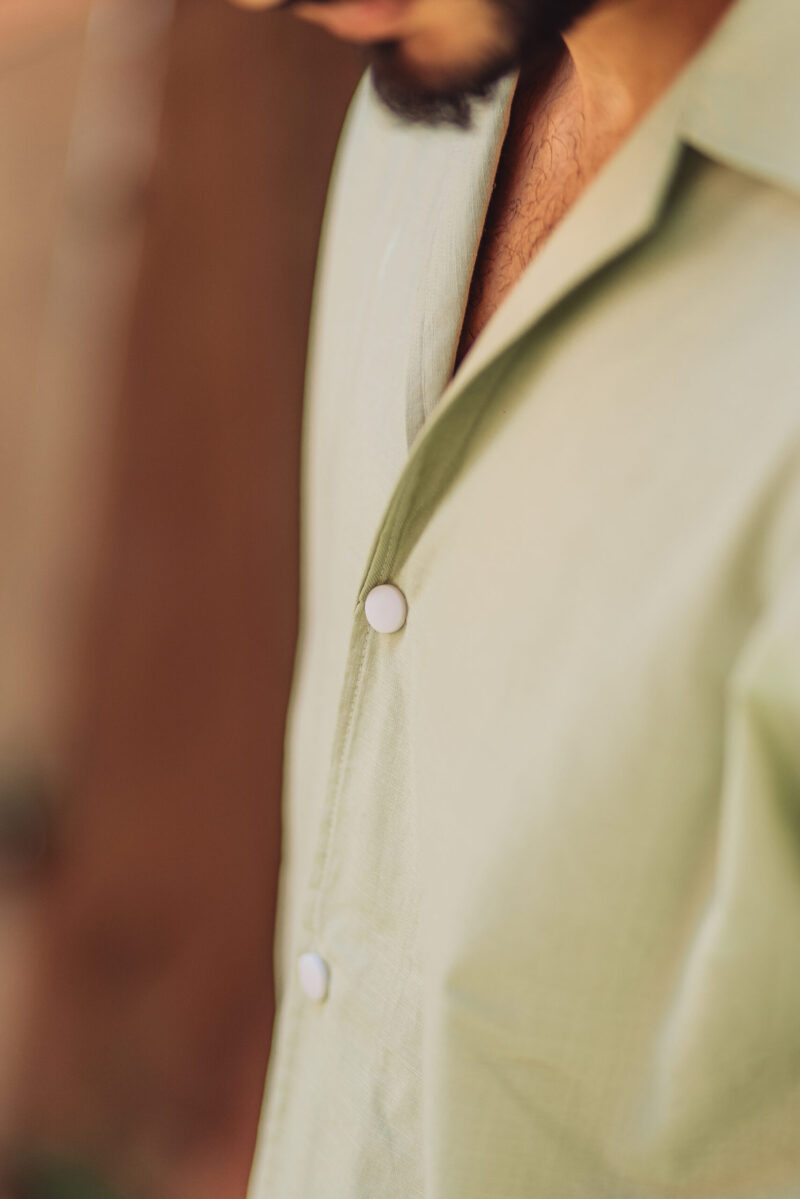 Pistachio green Oversized Linen Set – Dropped Shoulder Shirt & Straight Pants - Image 5