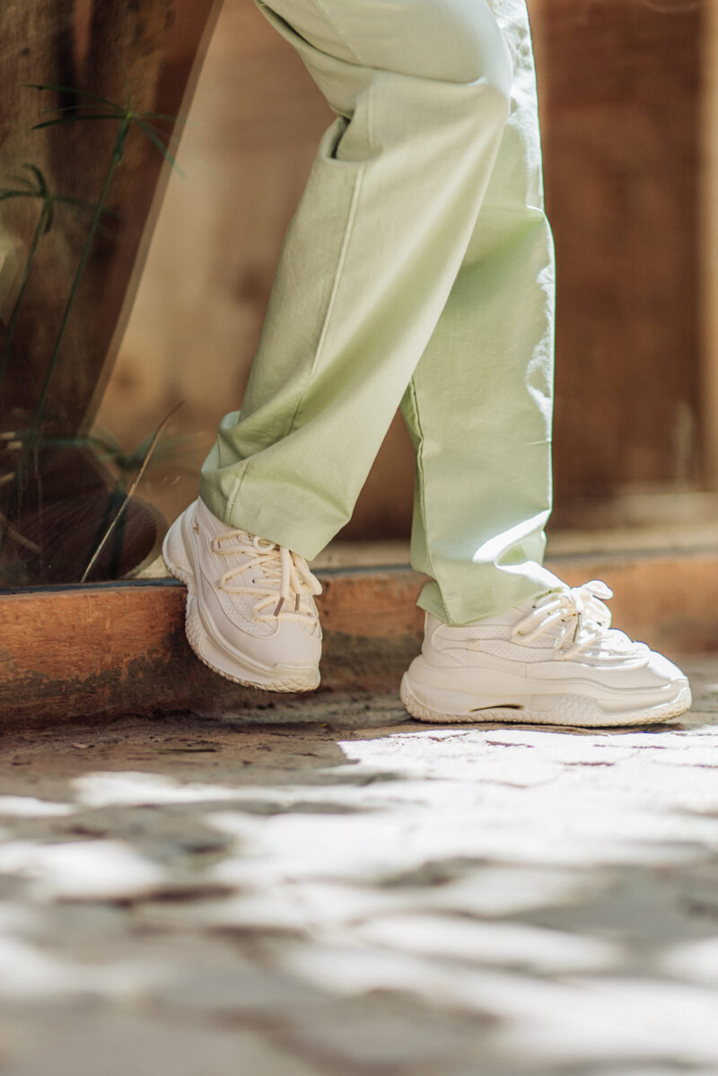 Pistachio green Oversized Linen Set – Dropped Shoulder Shirt & Straight Pants - Image 4