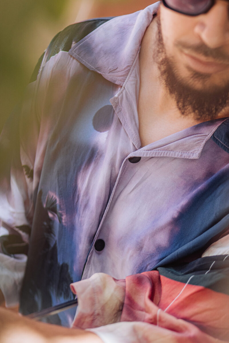 Hawaiian Sunset & Palm Landscape Printed Short-Sleeve Shirt - Image 4