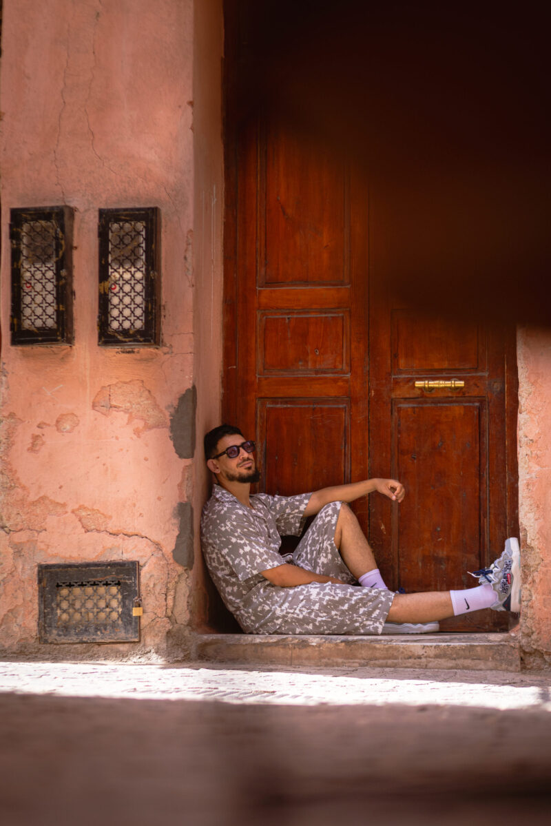 White x Grey Printed Summer Set – Short-Sleeve Shirt & Shorts - Image 5