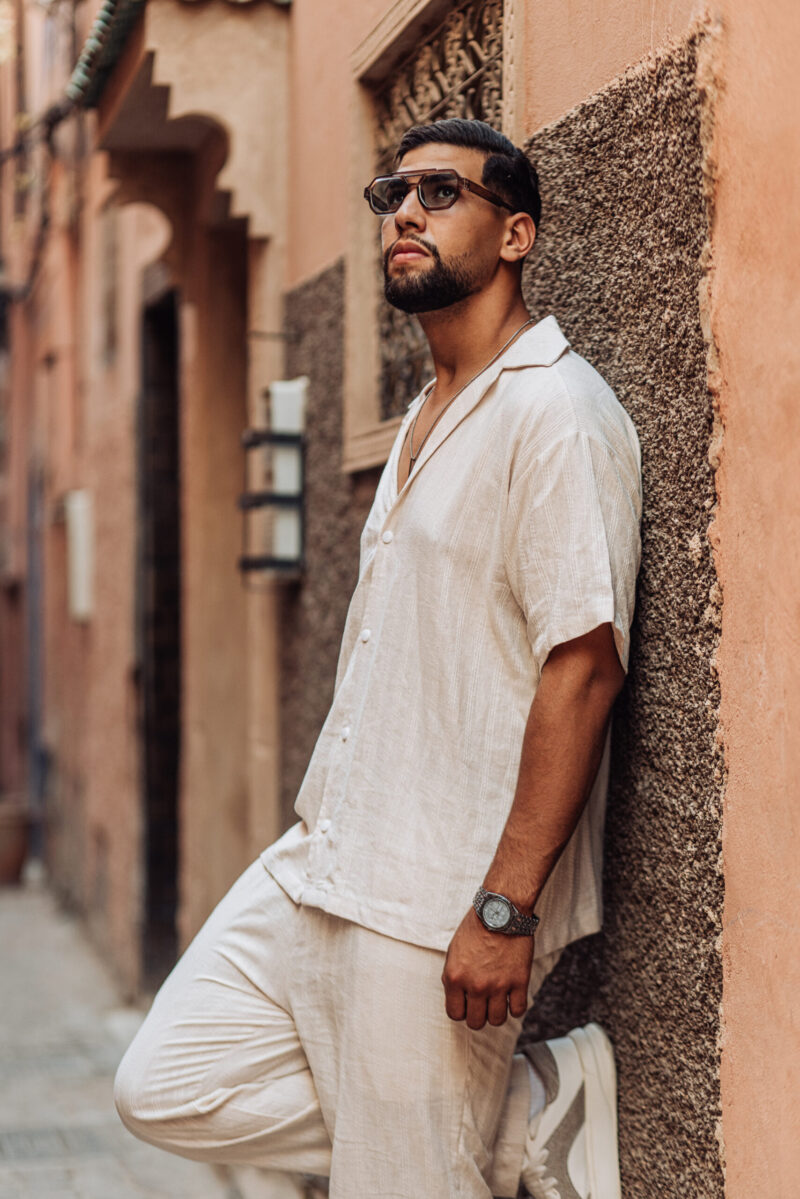 Beige Oversized Linen Set – Dropped Shoulder Shirt & Straight Pants - Image 7